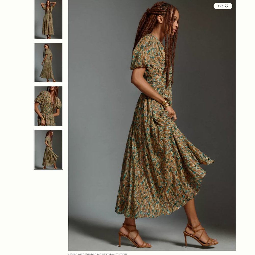 NWT Anthropologie Katerina Button-Front Midi Dress Lurex Edition, size 2